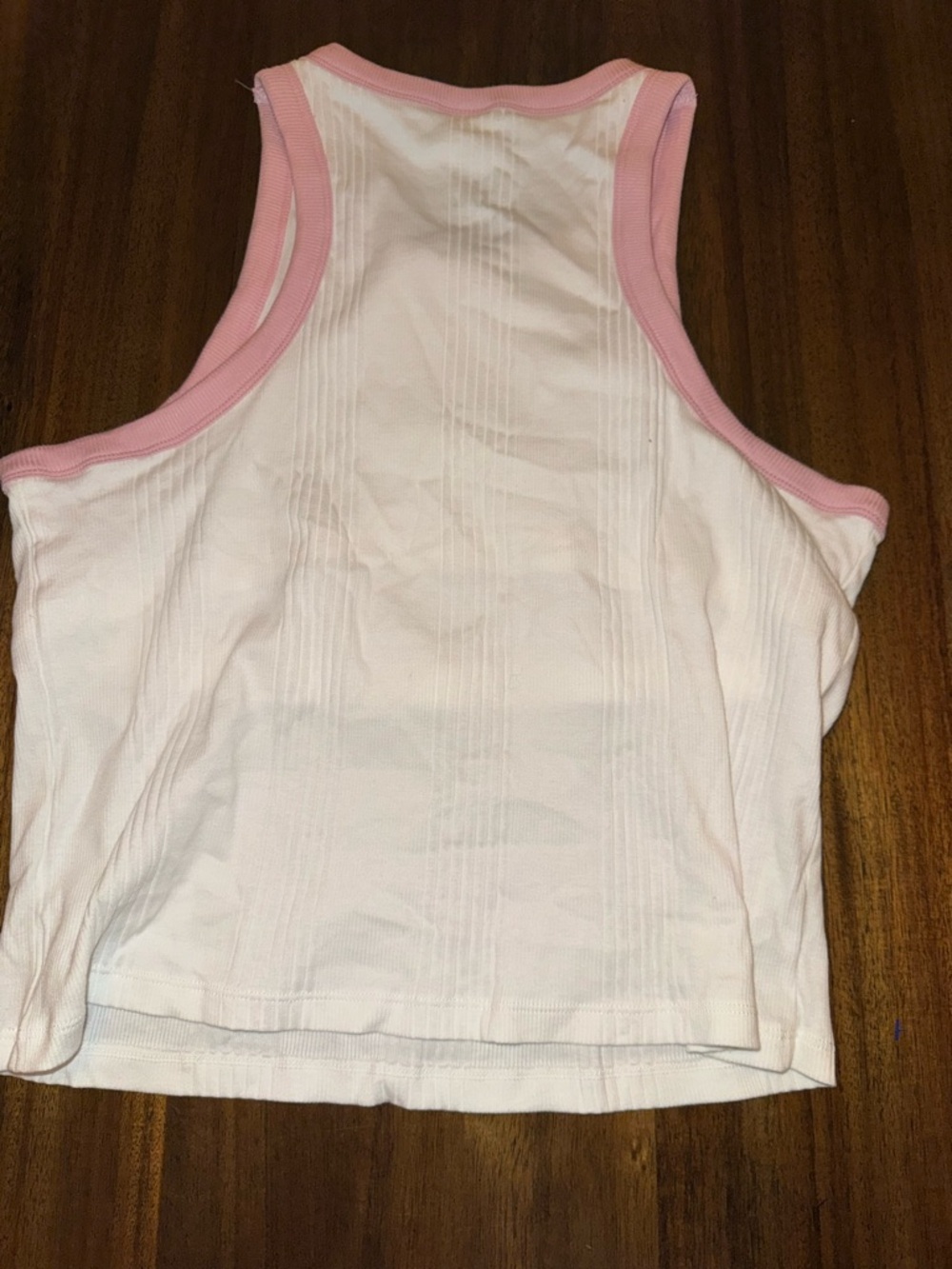 PINK Victoria's Secret White Ribbed Tank with Pink Trim - Picture 7 of 7